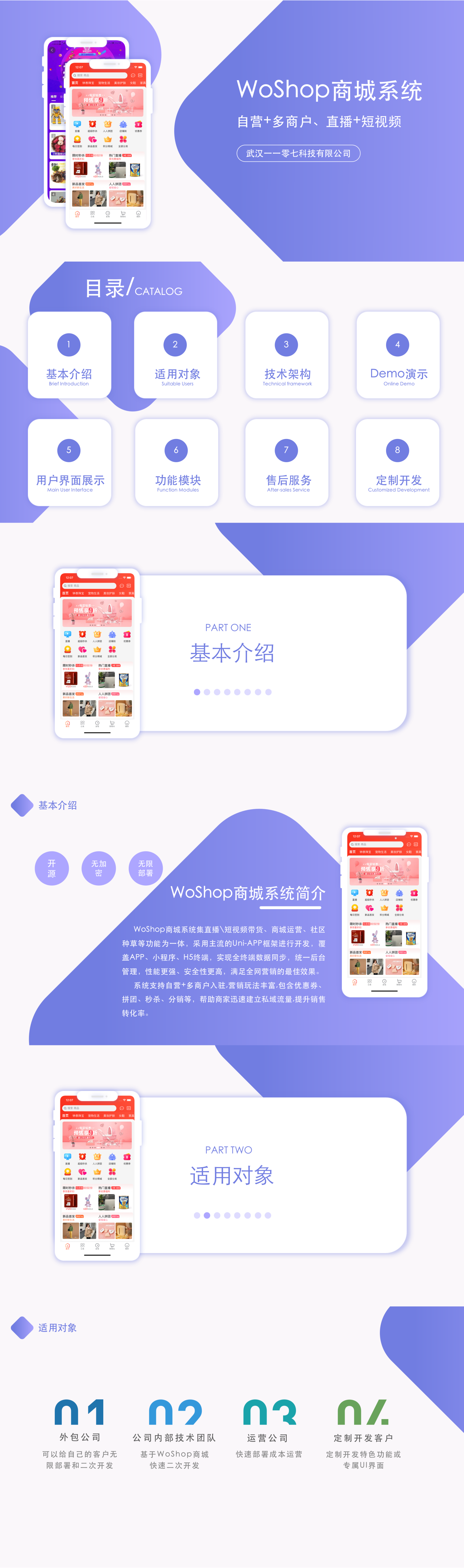WoShop直播+短视频带货多商户直播商城系统源码，前后端全开源无加密，放心商用