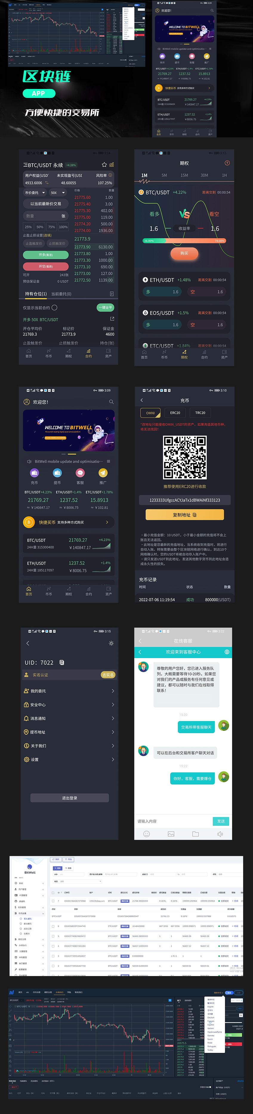 多语言交易所/运营交易所/16国语言/秒合约/K线完整/脚本最全/币币交易